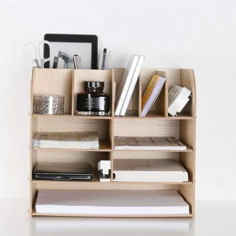 Holz Handgemachter Tischorganisator Büro Schulbedarf Schreibtischzubehör Organizer 13 Blöcke Aktenablage Buchstütze Aufbewahrungsschale