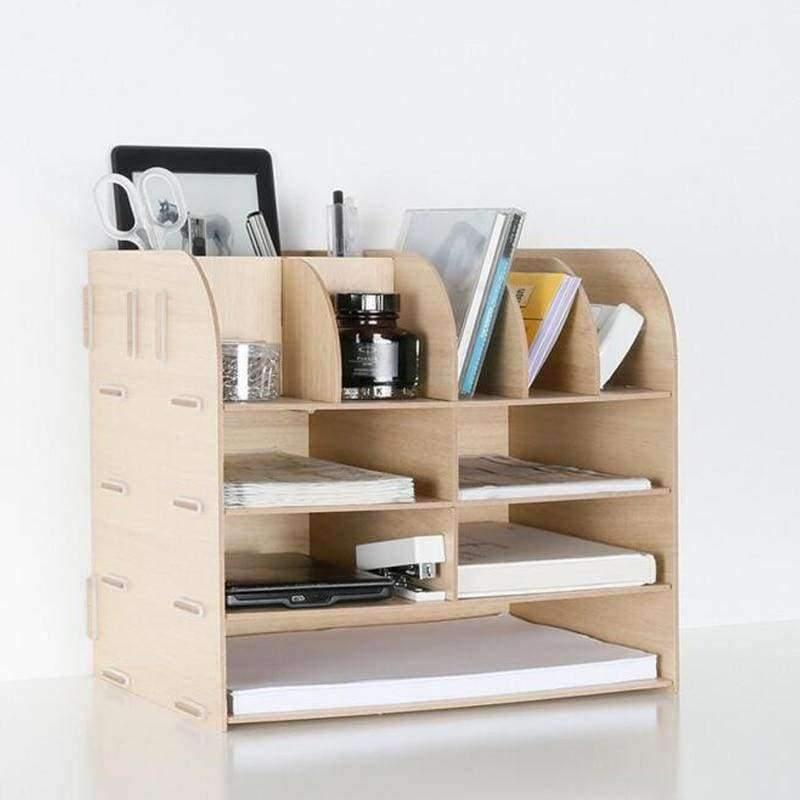 Holz Handgemachter Tischorganisator Büro Schulbedarf Schreibtischzubehör Organizer 13 Blöcke Aktenablage Buchstütze Aufbewahrungsschale