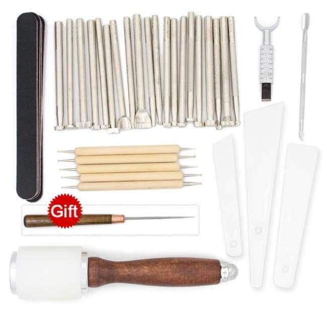 Leather tool set carving punching hole cutting knife hand sewing needle gas eyes polishing removing edge finishing for leather belts