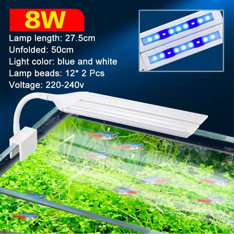 Superhelle Clip Lampe LED Aquarium Licht für Aquarienpflanzen Wuchs Fischtank Vollspektrum Timing Lampe 220-240V 30~70CM 4W 8W 13W