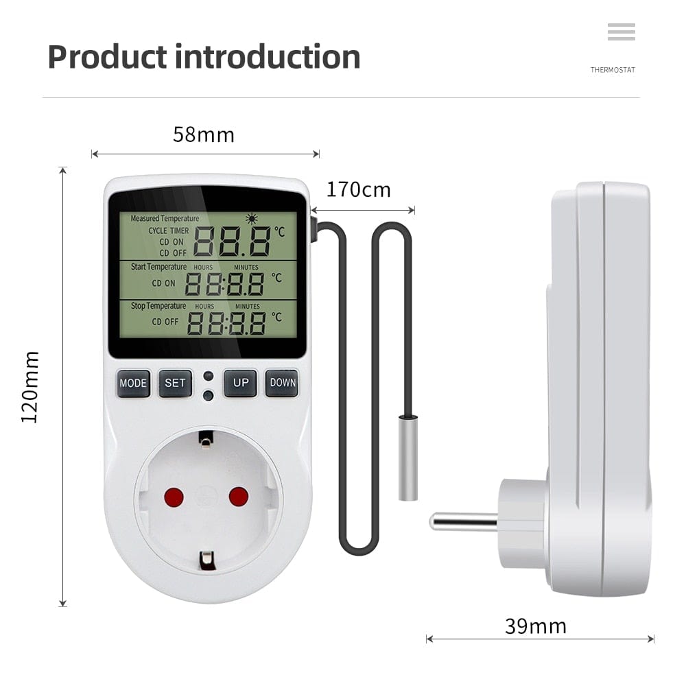 Timer Plug Thermostat Digital Temperature Controller Socket with Timer Switch Sensor Probe Heating Cooling 40% Discount