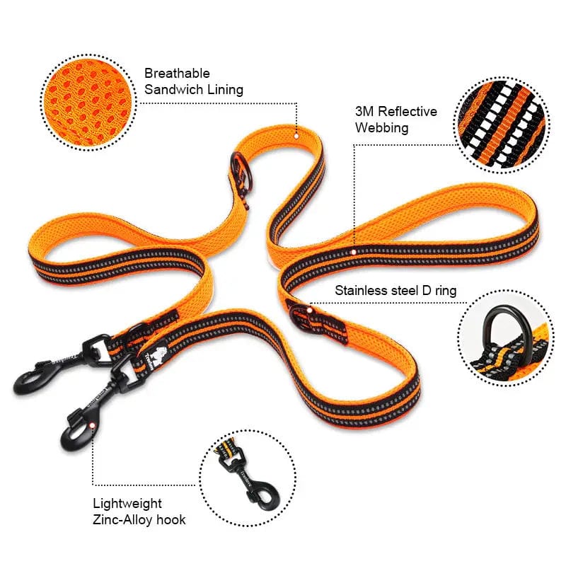 Truelove 7 In 1 Multifunktionale Verstellbare Hundeleine Freihändige Haustiertrainingsleine Reflektierende Multifunktions-Hundeleine Für 2 Hunde