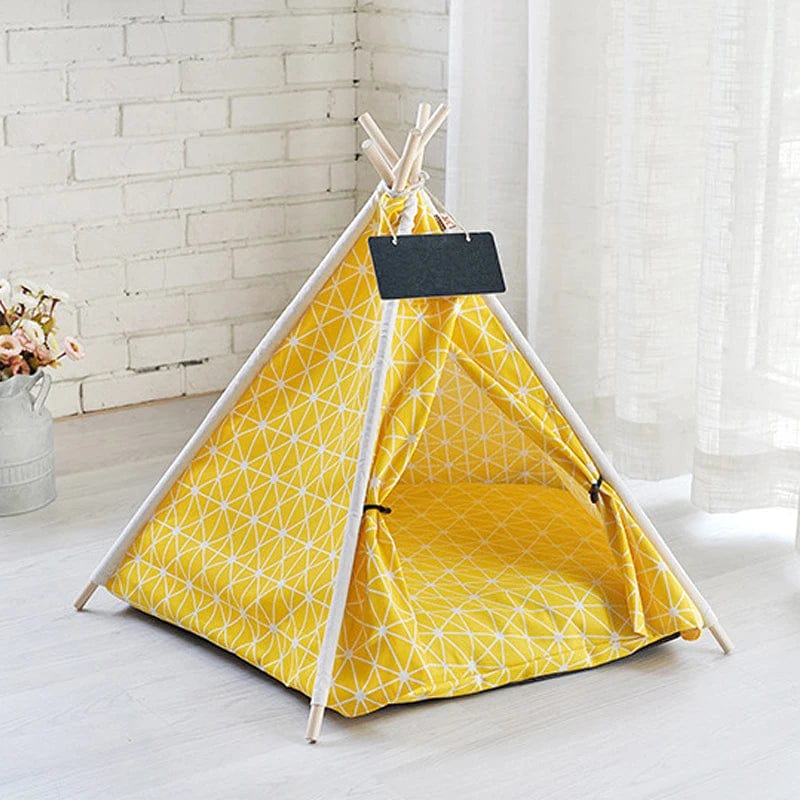 Haustier Zelt Haus Hundebett Tragbar Abnehmbar Waschbar Teepee Welpe Katze Innen Außen Zwinger Höhle mit Kissen und Schwarze Tafel