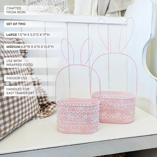 Bunny Ear Metallkörbe, Set von 2