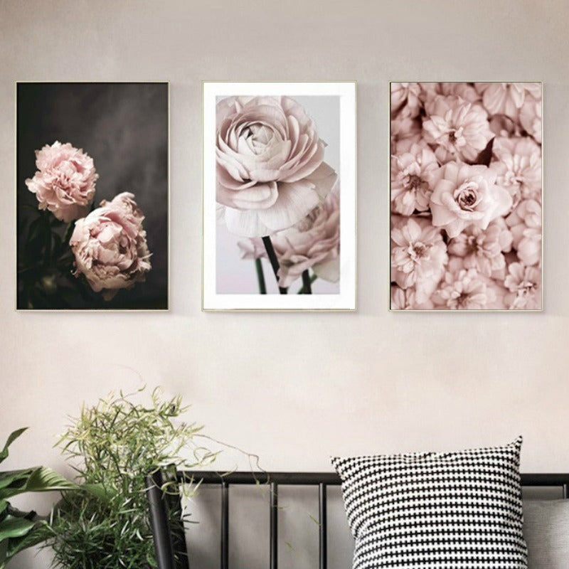 Modern Romantic Light Pink Peonies Flowers - Canvas Wall Art Painting