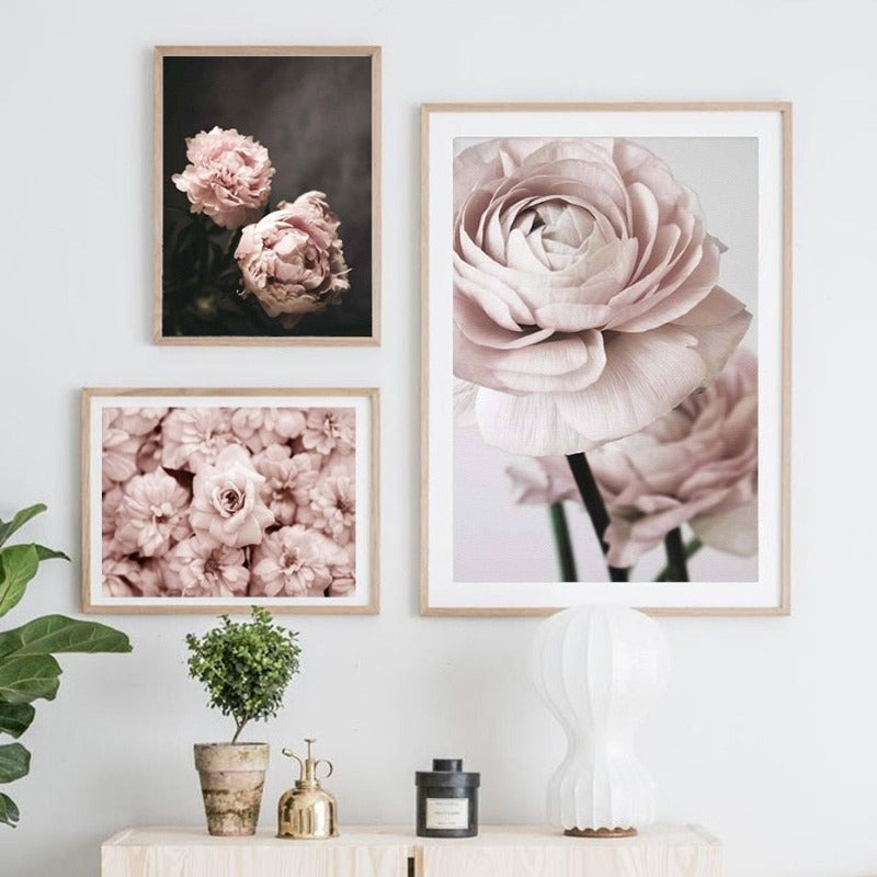 Modern Romantic Light Pink Peonies Flowers - Canvas Wall Art Painting