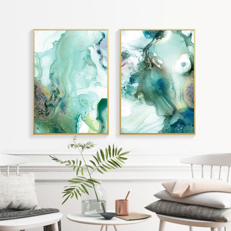Mint Sea Marble - Leinwand Wandkunst Gemälde