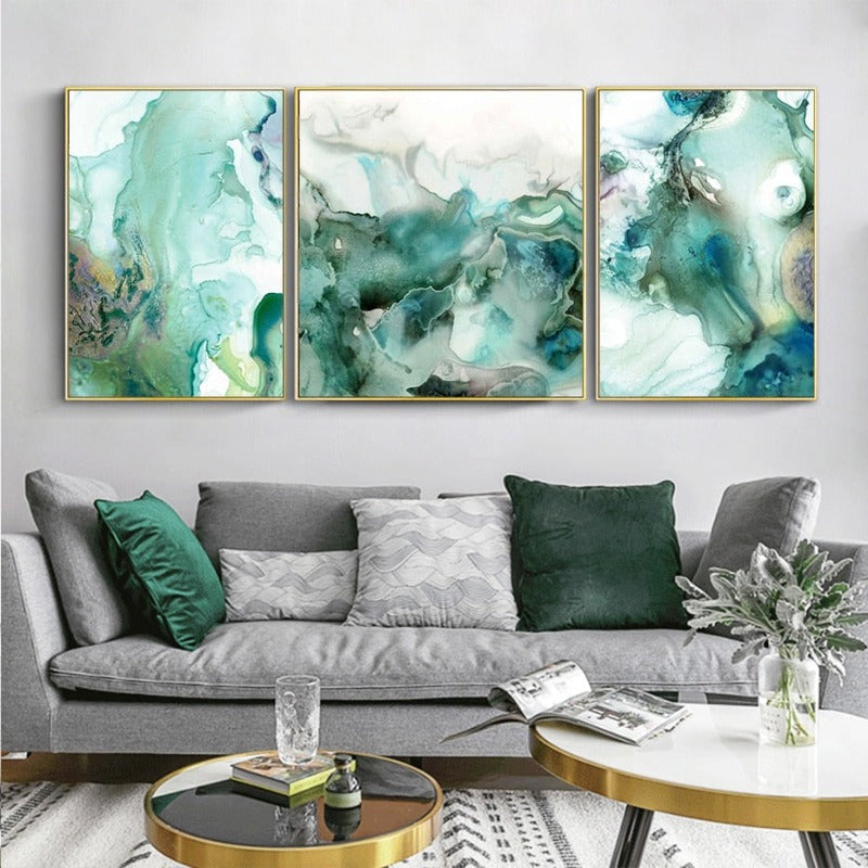 Mint Sea Marble - Leinwand Wandkunst Gemälde