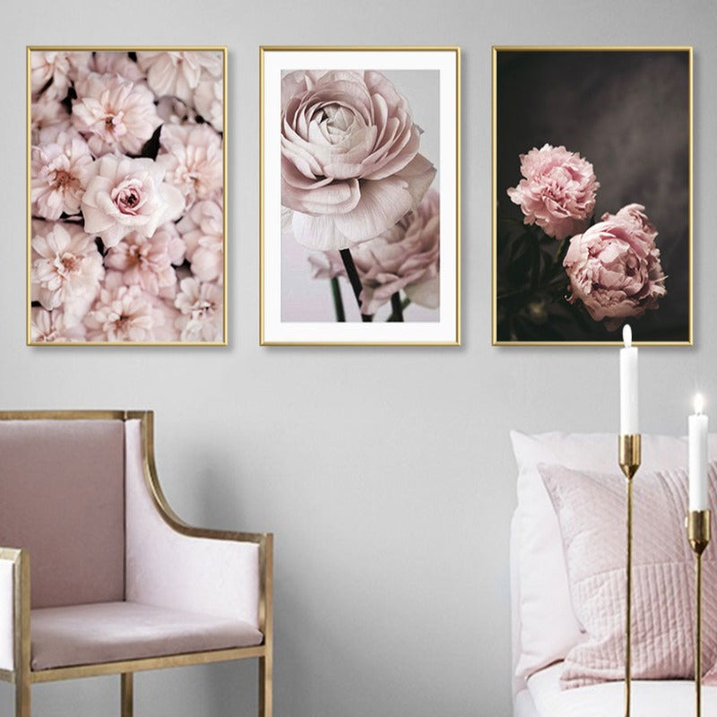 Modern Romantic Light Pink Peonies Flowers - Canvas Wall Art Painting