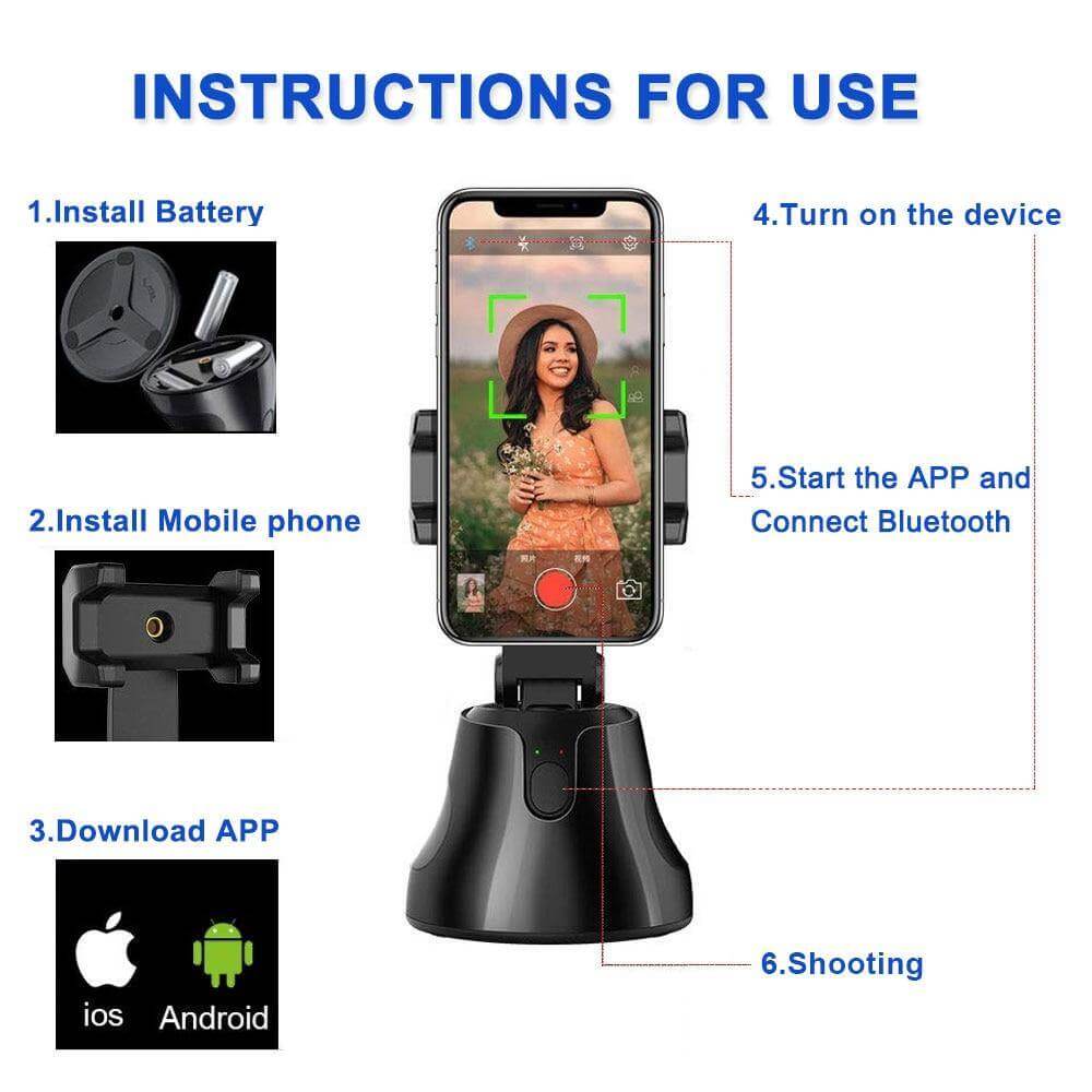 All-in-one KI 360° Smart Face Tracking Stativ
