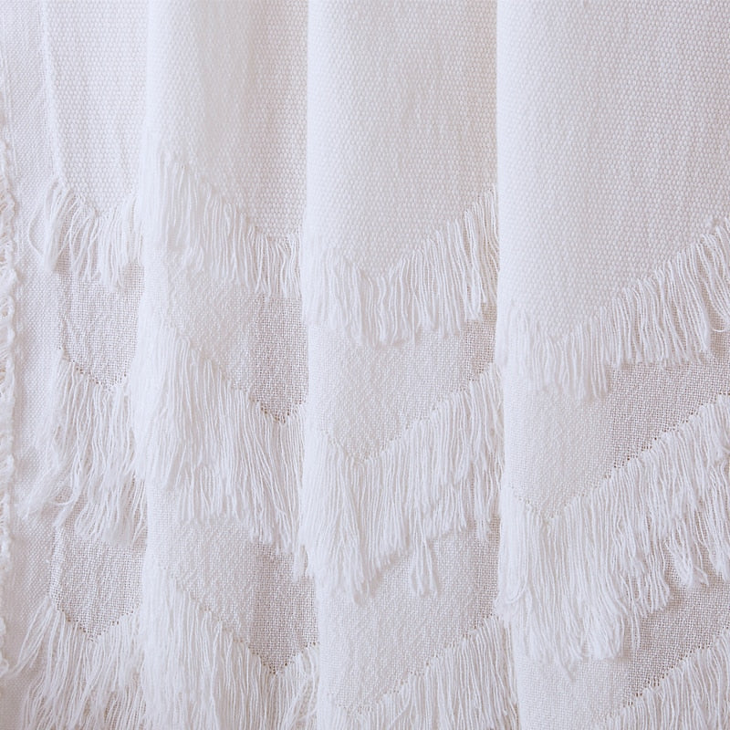 Jacquard-Baumwolldecke mit Fransen