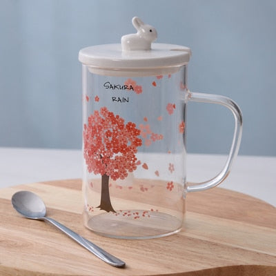Kirschblütenbecher mit Deckel & Löffel
