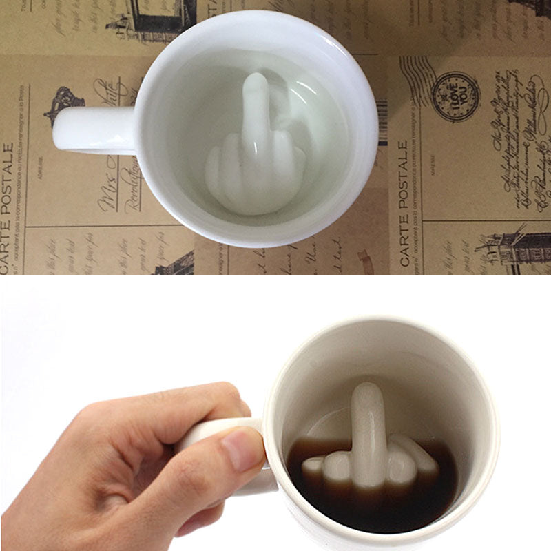 Sandsberg Mittelfinger Keramikbecher | Lustige Geschenkidee | Hochwertige Tasse | Büro & Zuhause