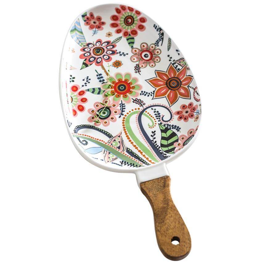 Bunt keramisches Blumenmuster Servierteller