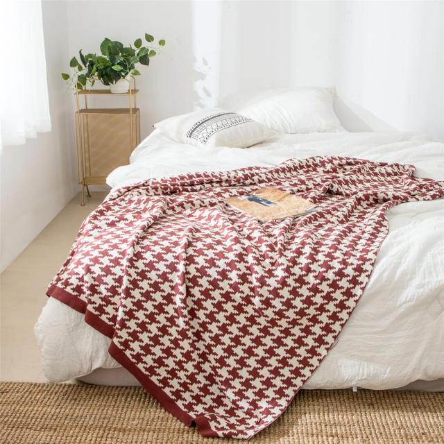 Sandsberg Houndstooth Kuscheldecke | Kariertes Design | Weich & Gemütlich | Verschiedene Größen