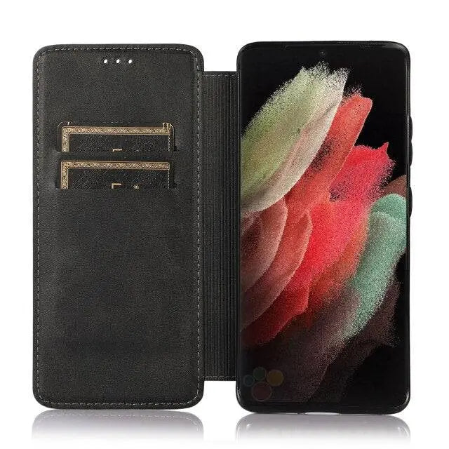 Premium Leder Flip Fall Für Samsung Galaxy S21 S20 Ultra Plus Hinweis Hinweis 20 Ultra