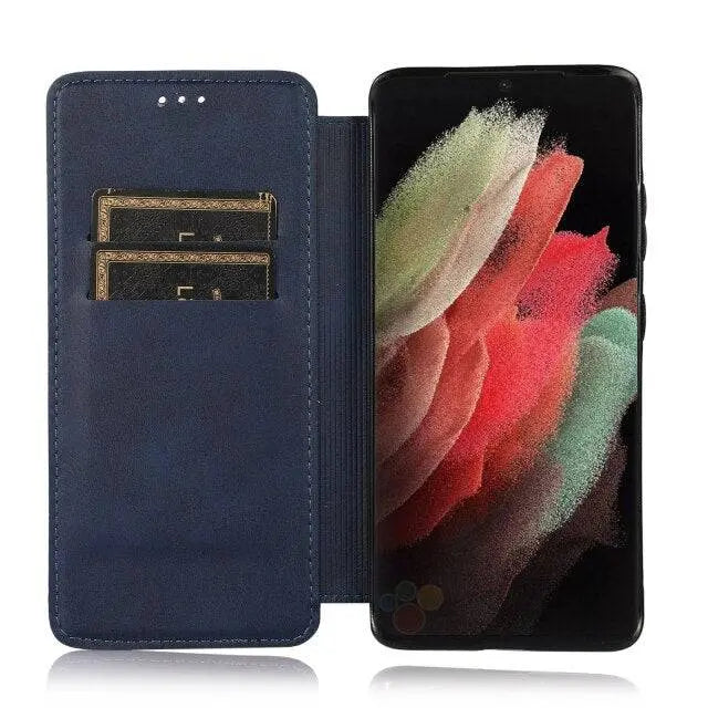 Premium Leder Flip Fall Für Samsung Galaxy S21 S20 Ultra Plus Hinweis Hinweis 20 Ultra