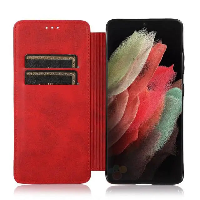 Premium Leder Flip Fall Für Samsung Galaxy S21 S20 Ultra Plus Hinweis Hinweis 20 Ultra