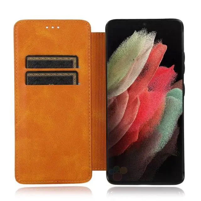Premium Leder Flip Fall Für Samsung Galaxy S21 S20 Ultra Plus Hinweis Hinweis 20 Ultra