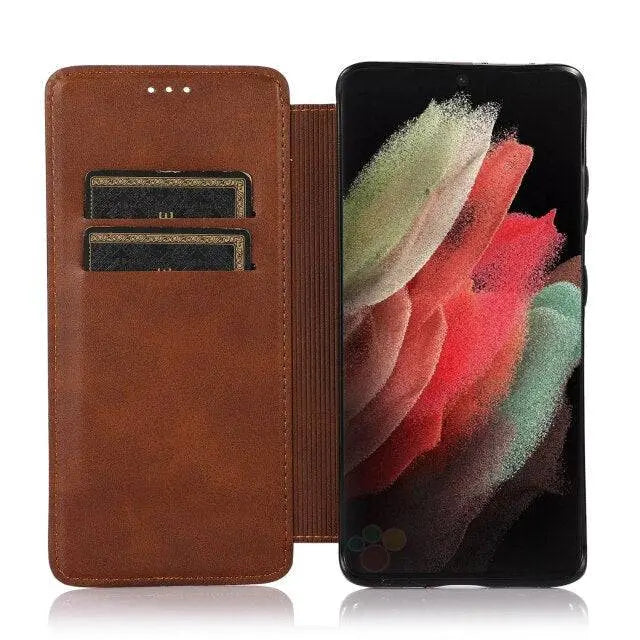 Premium Leder Flip Fall Für Samsung Galaxy S21 S20 Ultra Plus Hinweis Hinweis 20 Ultra