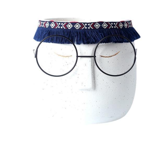 Sandsberg Keramik Blumentopf mit Brille & Stirnband | Modernes Design | Dekorative Pflanzenvase