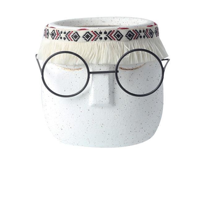 Sandsberg Keramik Blumentopf mit Brille & Stirnband | Modernes Design | Dekorative Pflanzenvase