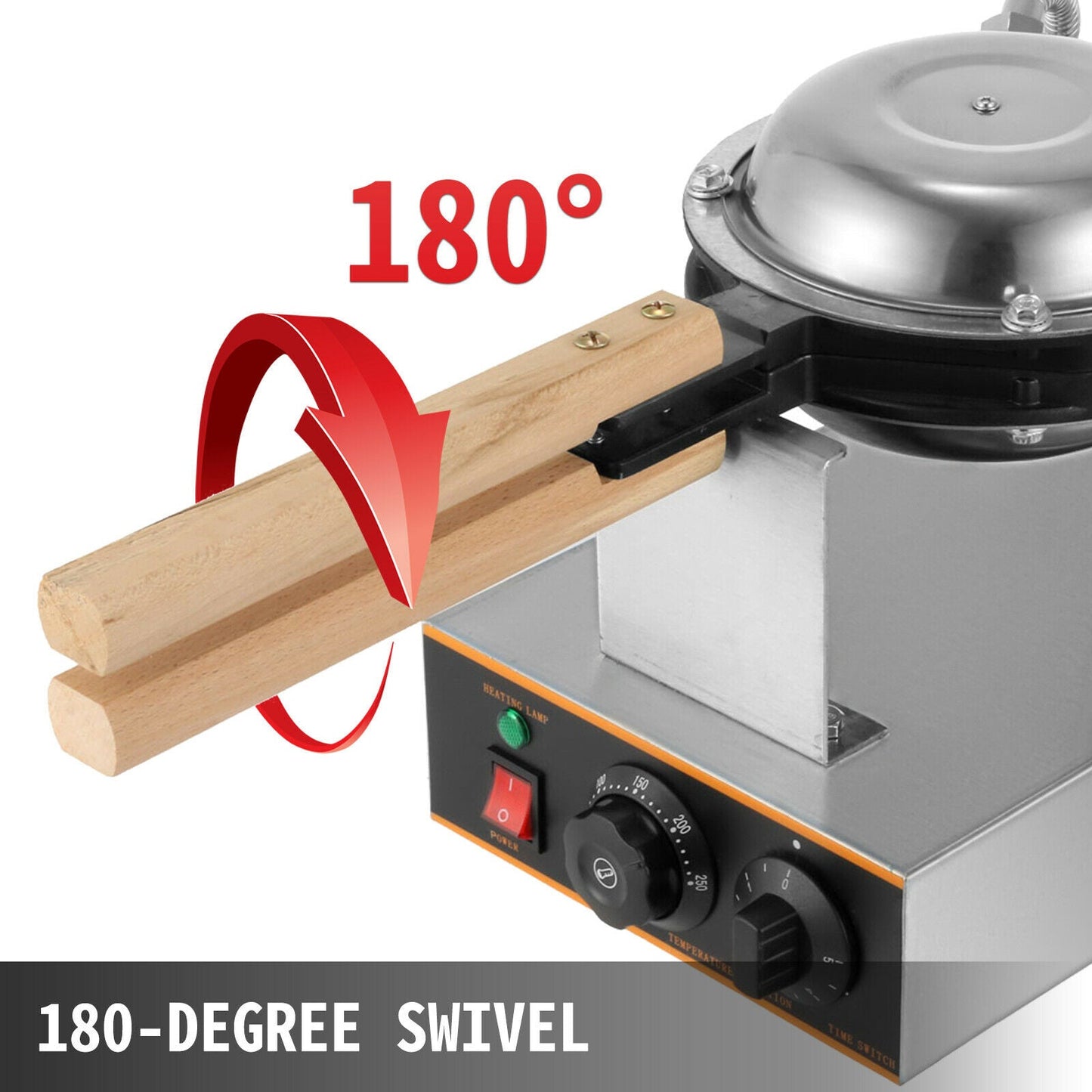 VEVOR 1400W Elektrischer Eier-Bubble-Waffel-Maker - Gewerbliche Qualität, Antihaft, Haushaltsgerät