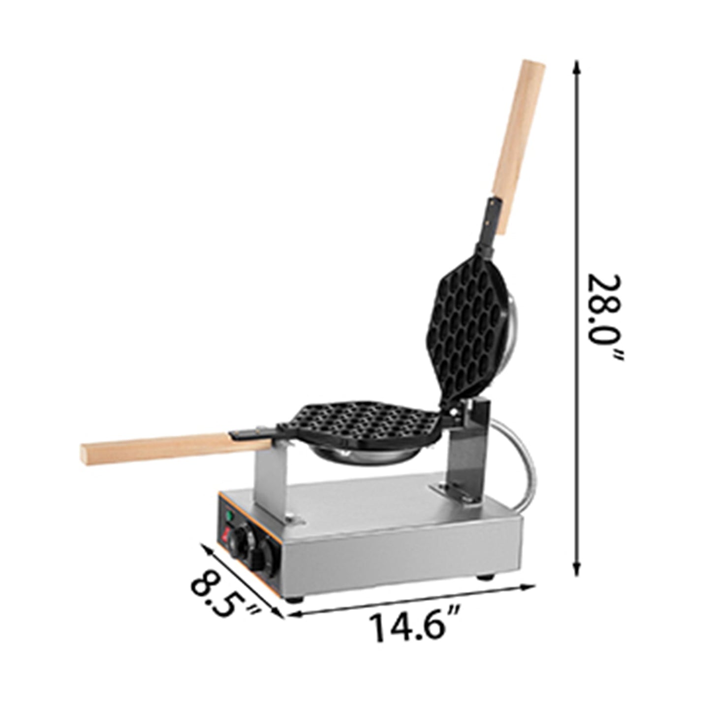 VEVOR 1400W Elektrischer Eier-Bubble-Waffel-Maker - Gewerbliche Qualität, Antihaft, Haushaltsgerät