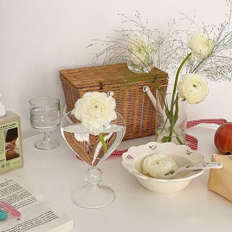 Sandsberg Herzförmige Glasvase | Dekorative Blumenvase | Romantische Tischdeko