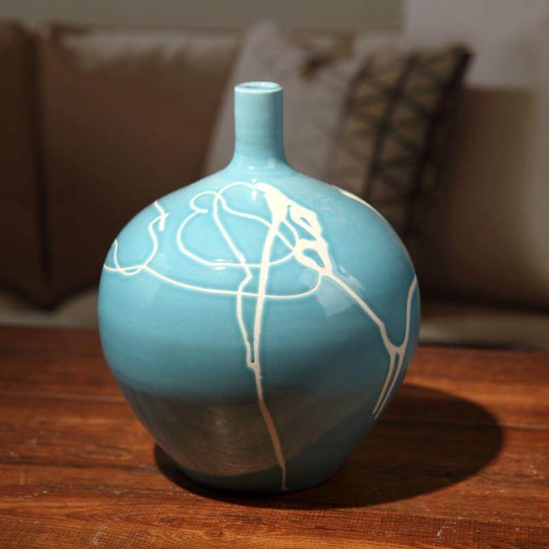 Kreatives Design Modern Weiße Creme Blaue Keramikvase