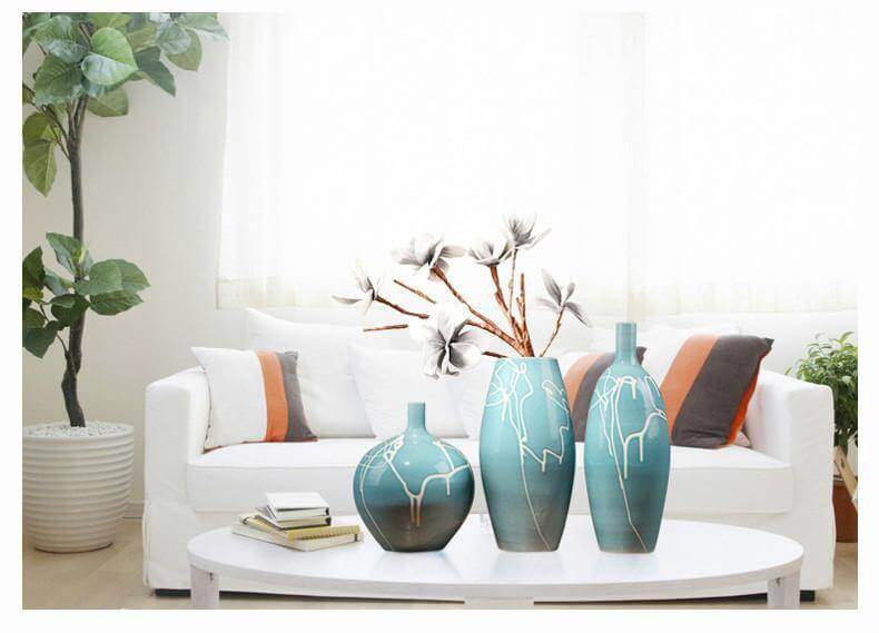 Kreatives Design Modern Weiße Creme Blaue Keramikvase