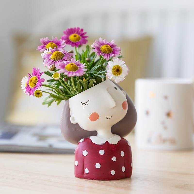 Süßes Mädchen Blumenvase Heimdekoration
