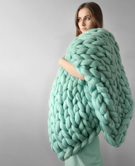 Blassgrün Chunky Strickdecke