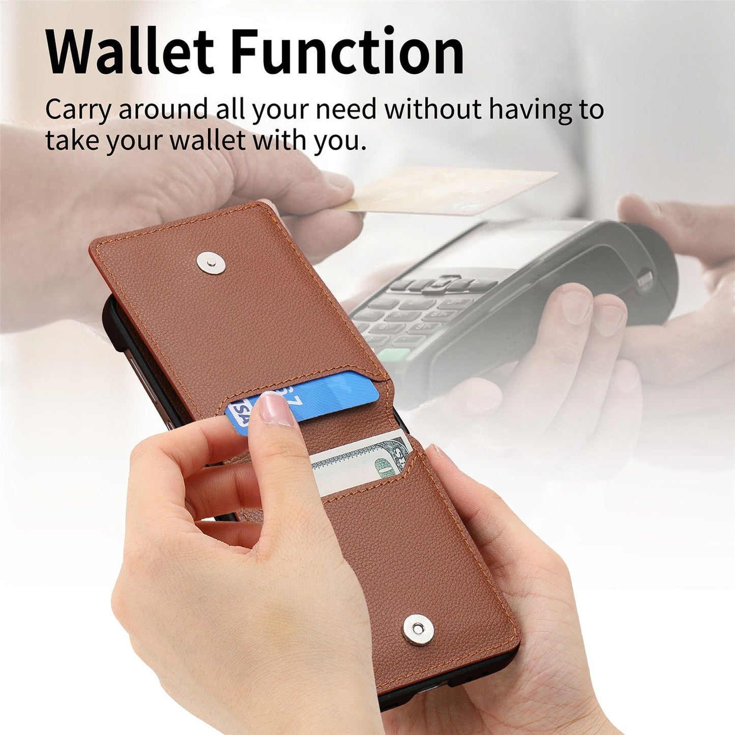 Samsung Z Flip 4 / Flip 3 Hülle | Leder Geldbörse Kartenhalter Ringhalter Ständer