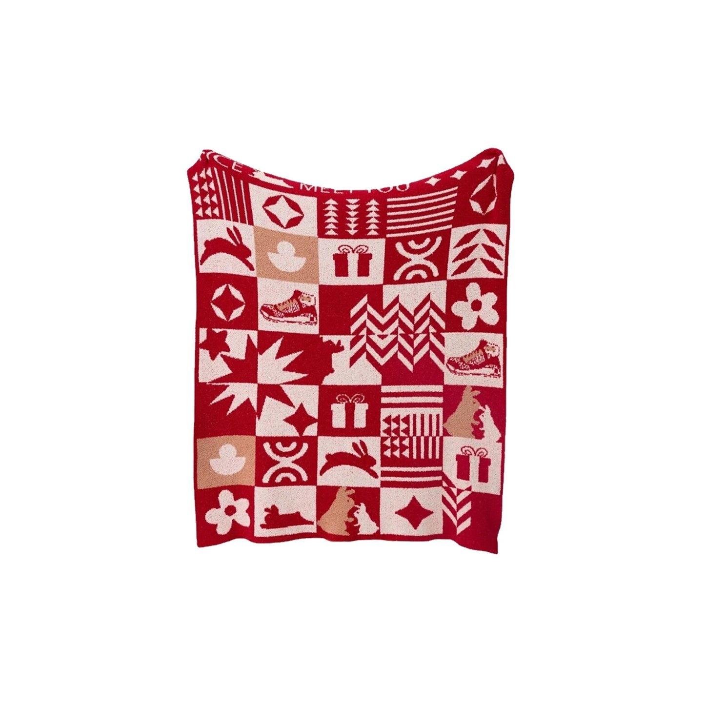 Gestrickte Überwurfdecke mit Urlaubsstimmung