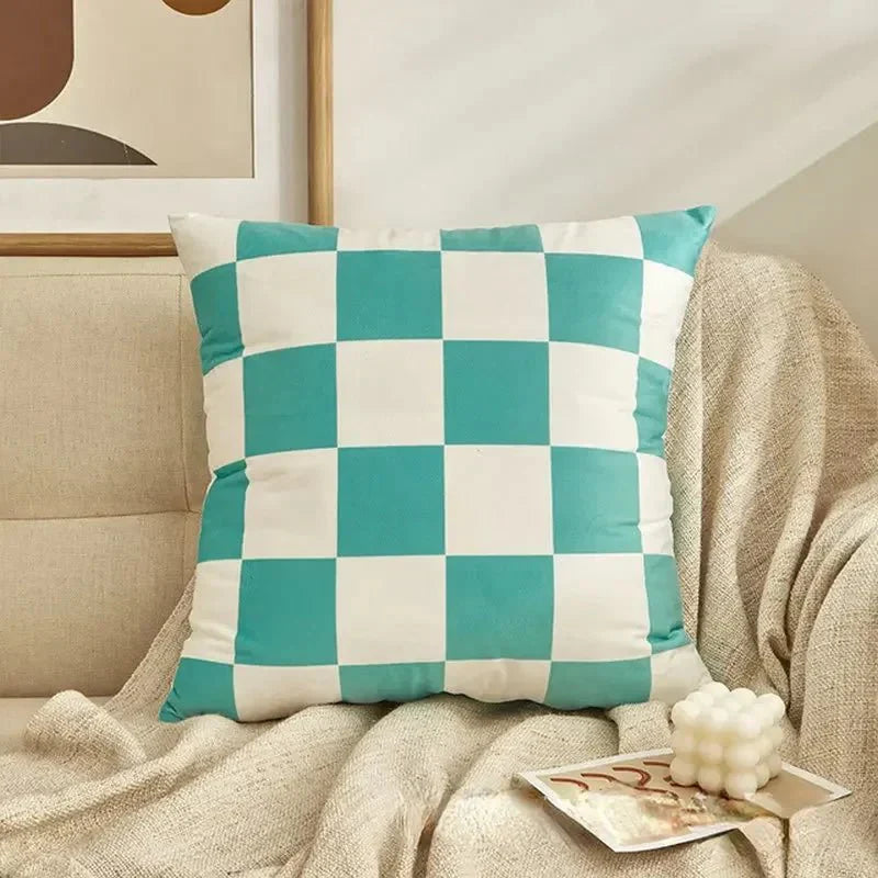 Retro-Stil Karierter Plaid Kissenbezug