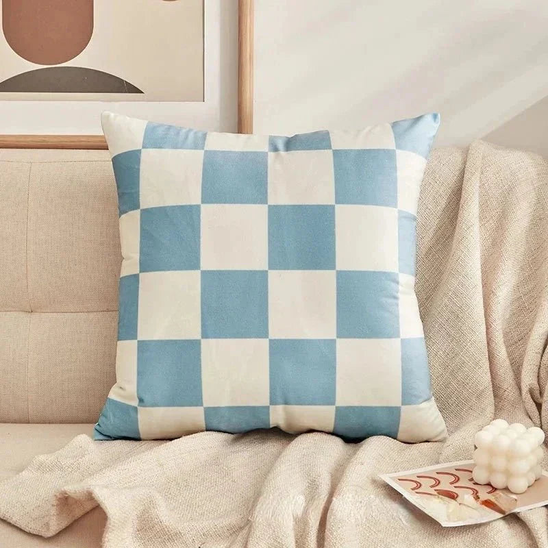 Retro-Stil Karierter Plaid Kissenbezug