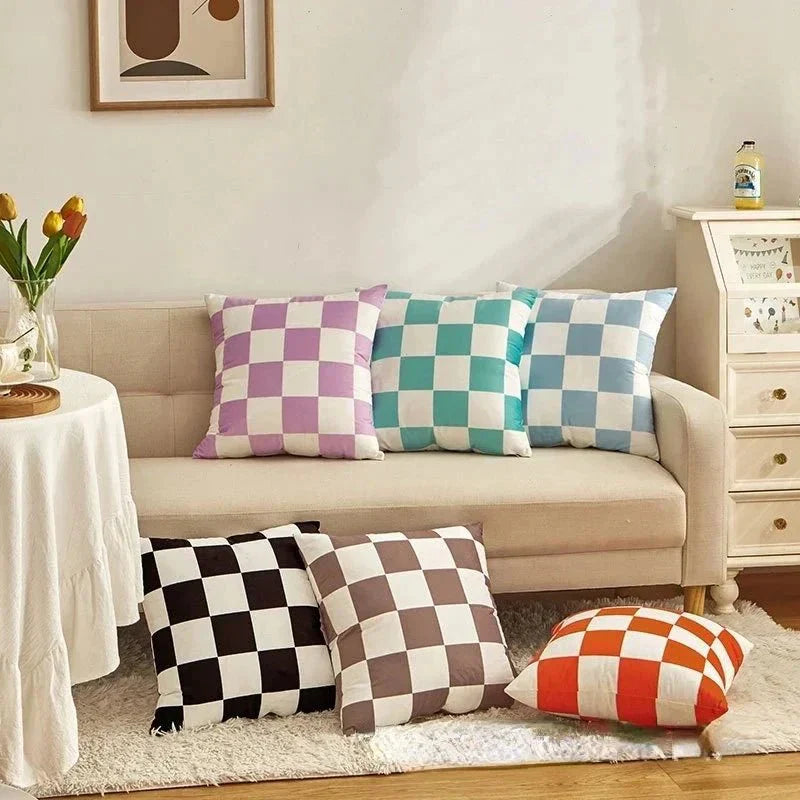 Retro-Stil Karierter Plaid Kissenbezug