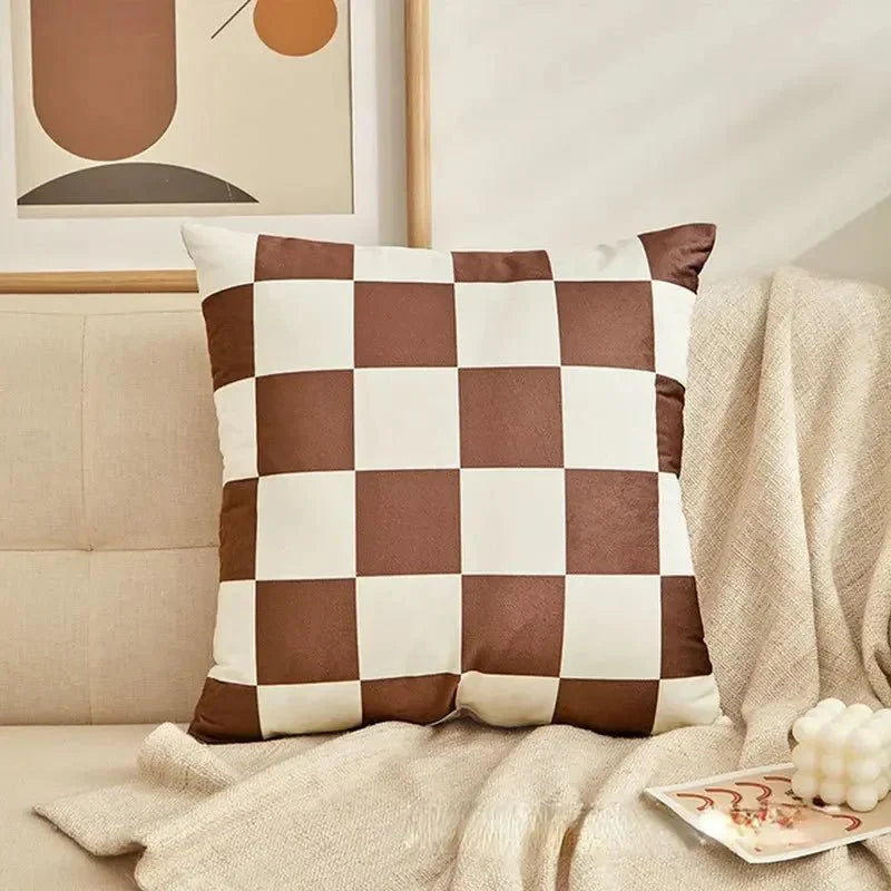 Retro-Stil Karierter Plaid Kissenbezug