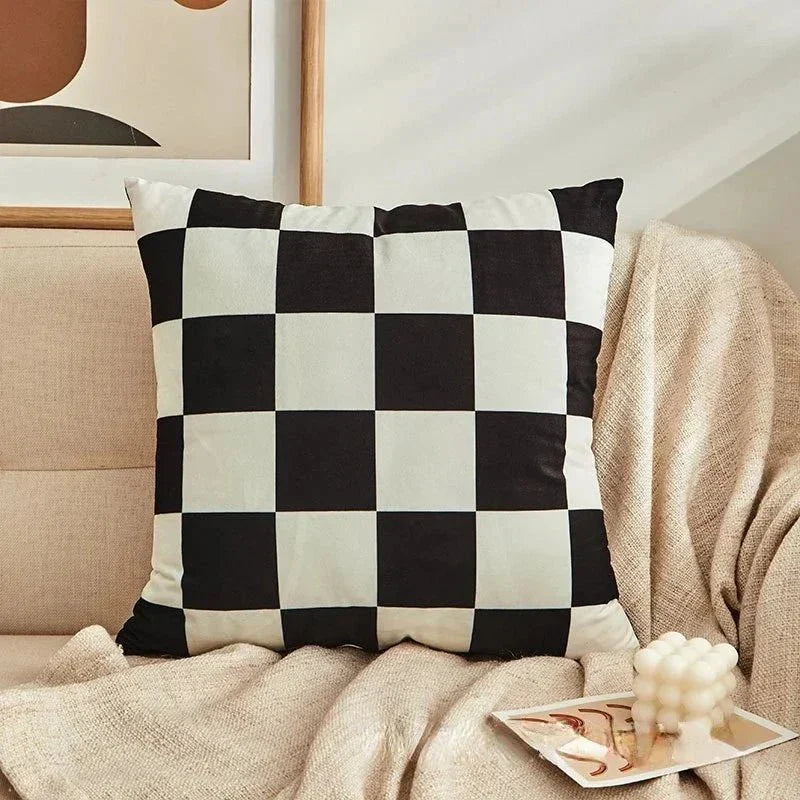 Retro-Stil Karierter Plaid Kissenbezug