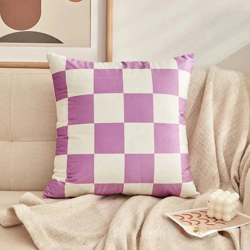 Retro-Stil Karierter Plaid Kissenbezug