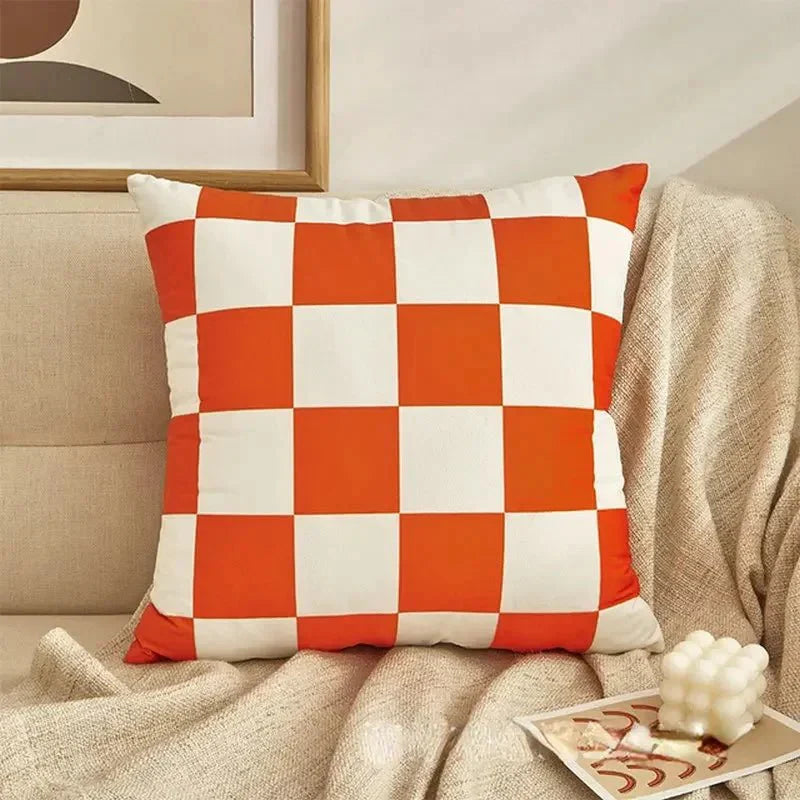 Retro-Stil Karierter Plaid Kissenbezug