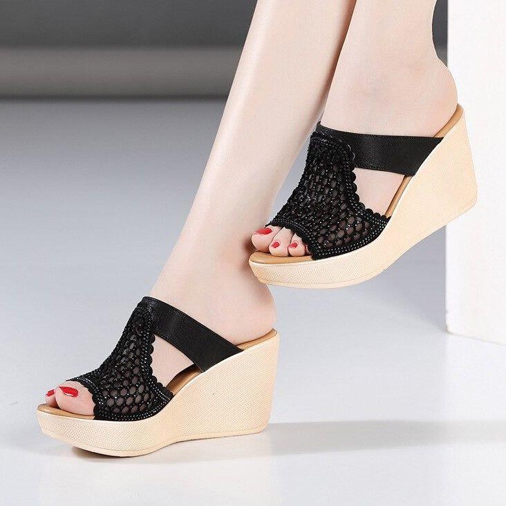 Strass Cutout Plateauschuhe - Damen Freizeitschuhe