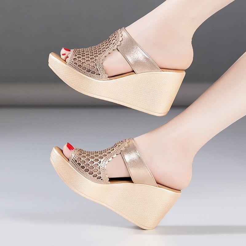 Strass Cutout Plateauschuhe - Damen Freizeitschuhe