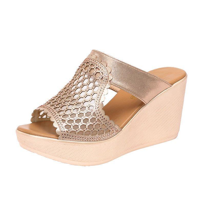 Strass Cutout Plateauschuhe - Damen Freizeitschuhe