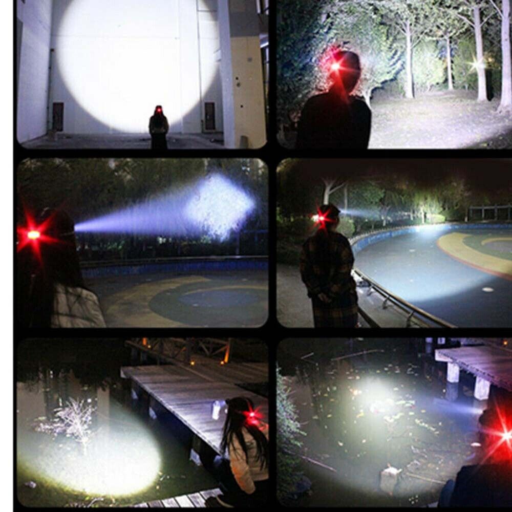 990000LM Wiederaufladbare LED Stirnlampe Zoom Taschenlampe Taktische Kopflampe Fackel