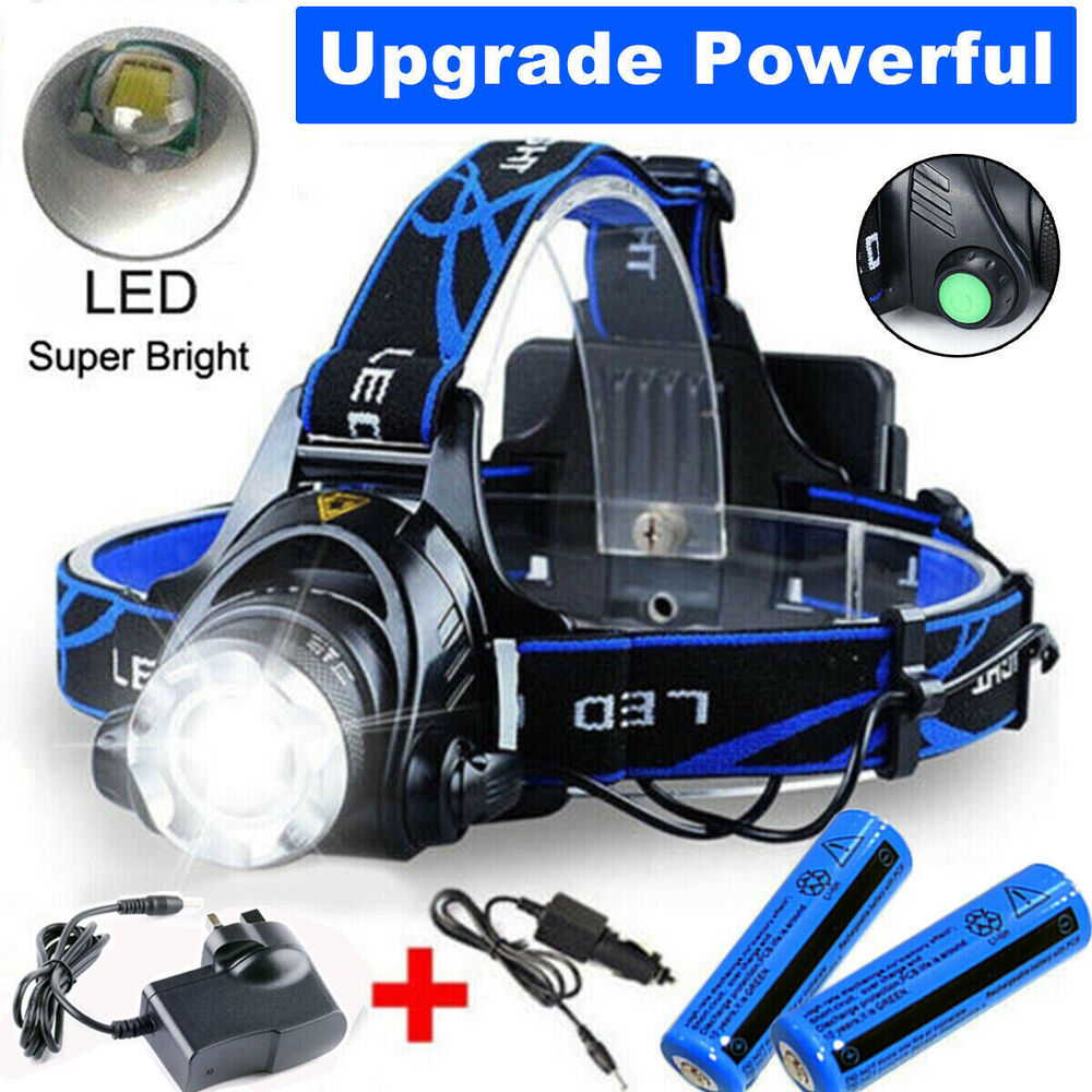 990000LM Wiederaufladbare LED Stirnlampe Zoom Taschenlampe Taktische Kopflampe Fackel