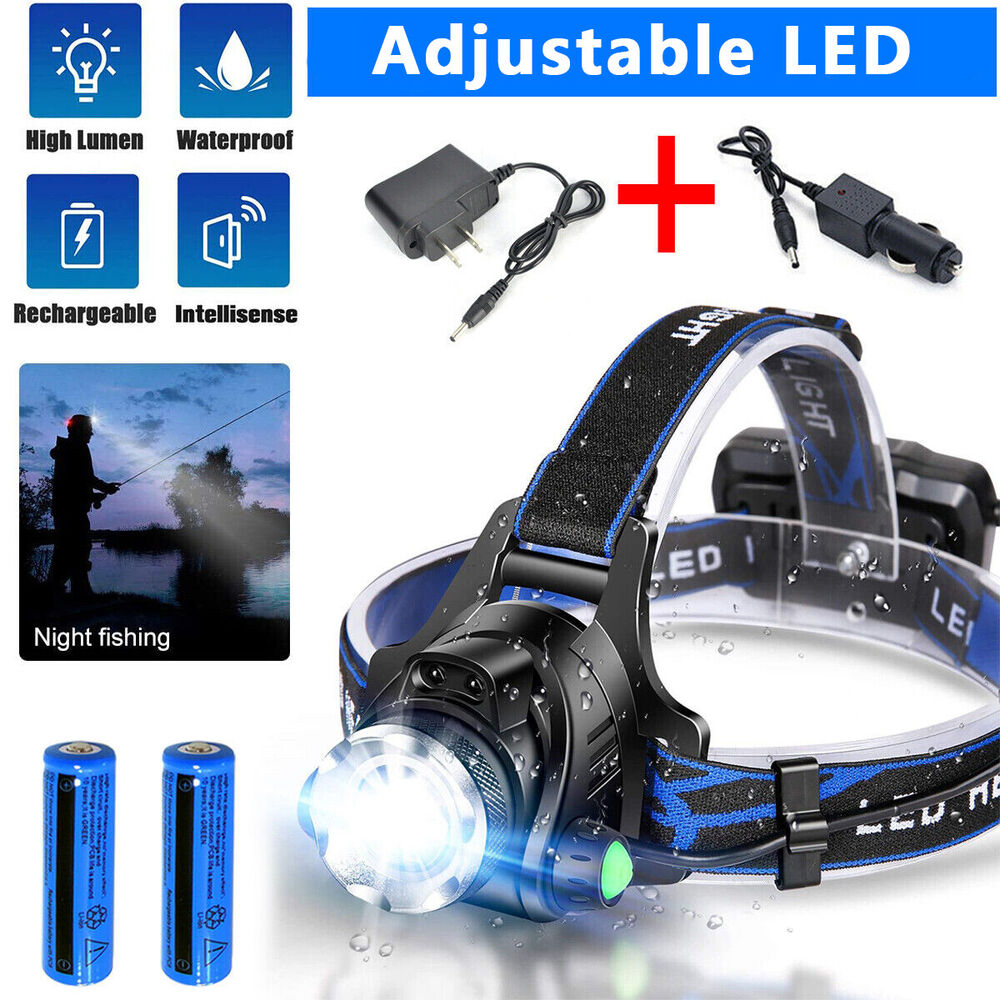 990000LM Wiederaufladbare LED Stirnlampe Zoom Taschenlampe Taktische Kopflampe Fackel