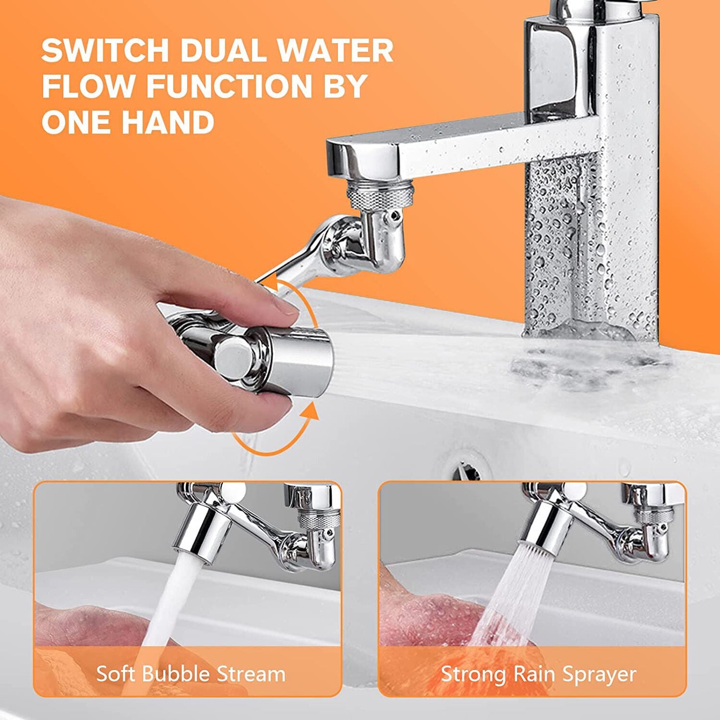 1080° Rotation Wasserhahn Luftsprudler Spritzfilter Wasser verlängernde Düse Bubbler