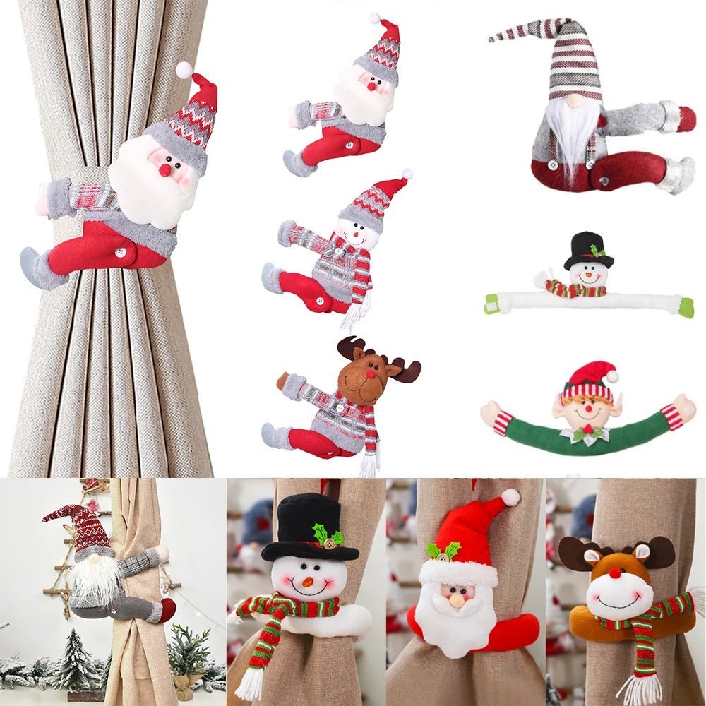 Sandsberg | Santa & Elk Weihnachtsvorhang Schnalle – Festliche Feiertagsdekoration für ein fröhliches Zuhause